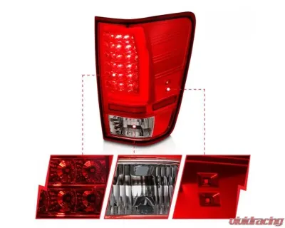 Anzo USA Full LED Tailights Chrome Housing Red/Clear Lens Nissan Titan 2004-2015 - 311422