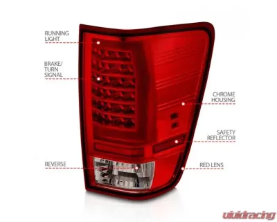 Anzo USA Full LED Tailights Chrome Housing Red/Clear Lens Nissan Titan 2004-2015 - 311422