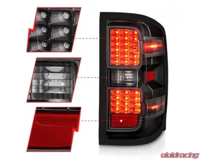 Anzo USA LED Tail Lights Black w/Clear Lens  Chevrolet Silverado 2500|3500 2015-2019 - 311423