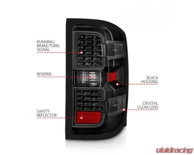 Anzo USA LED Tail Lights Black w/Clear Lens  Chevrolet Silverado 2500|3500 2015-2019 - 311423