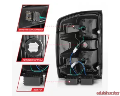 Anzo USA LED Tail Lights Black w/Clear Lens  Chevrolet Silverado 2500|3500 2015-2019 - 311423