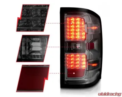 Anzo USA LED Tail Lights Smoke w/Clear Lens Chevrolet Silverado 2500|3500 2015-2019 - 311424