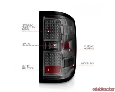 Anzo USA LED Tail Lights Smoke w/Clear Lens Chevrolet Silverado 2500|3500 2015-2019 - 311424