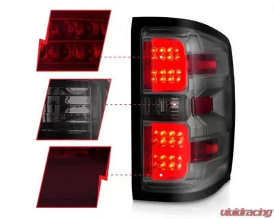 Anzo USA LED Tail Lights w/Smoke Light Bar & Clear Lens Chevy Silverado 2500|3500 2015-2019 - 311426