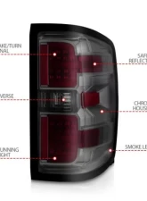 Anzo USA LED Tail Lights w/Smoke Light Bar & Clear Lens Chevy Silverado 2500|3500 2015-2019                                     - 311426 - Image 4
