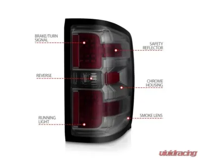 Anzo USA LED Tail Lights w/Smoke Light Bar & Clear Lens Chevy Silverado 2500|3500 2015-2019 - 311426