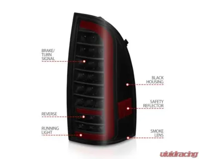 Anzo USA Full LED Tail Lights w/Light Bar Sequential Black Housing Smoke Lens Toyota Tacoma 2005-2015 - 311428