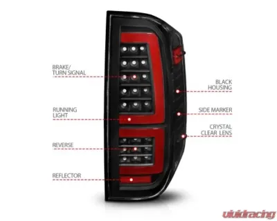 Anzo USA Black Housing w/ Clear Lens LED Taillights Toyota Tundra 2014-2021 - 311436
