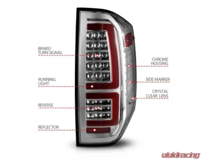 Anzo USA Chrome Housing w/ Clear Lens LED Taillights Toyota Tundra 2014-2021 - 311438