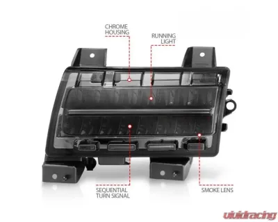 Anzo USA LED Side Markers Chrome Housing Smoke Lens w/ Seq. Signal Sport Bulb Jeep Gladiator | Wrangler 2018-2021 - 511085