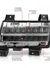 Anzo USA LED Side Markers Chrome Housing Clear Lens w/ Sequential Signal Jeep Gladiator | Wrangler 2018-2021                                     - 511086 - Image 3