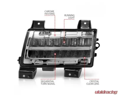 Anzo USA LED Side Markers Chrome Housing Clear Lens w/ Sequential Signal Jeep Gladiator | Wrangler 2018-2021 - 511086