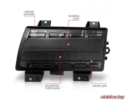 Anzo USA LED Side Markers Chrome Housing Smoke Lens w/ Seq. Signal Low Config Jeep Wrangler 2018-2021 - 511087