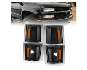 Anzo USA Corner Lights Black Housing Clear Lens w/ Amber Reflector Chevrolet Blazer | C1500 | C2500 | C3500 | Tahoe 1994-2000