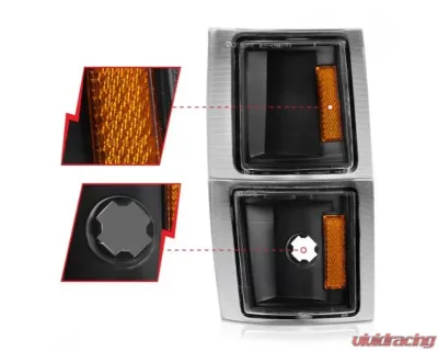 Anzo USA Corner Lights Black Housing Clear Lens w/ Amber Reflector Chevrolet Blazer | C1500 | C2500 | C3500 | Tahoe 1994-2000 - 521042