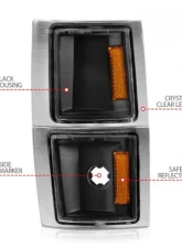 Anzo USA Corner Lights Black Housing Clear Lens w/ Amber Reflector Chevrolet Blazer | C1500 | C2500 | C3500 | Tahoe 1994-2000                                     - 521042 - Image 4