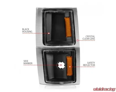 Anzo USA Corner Lights Black Housing Clear Lens w/ Amber Reflector Chevrolet Blazer | C1500 | C2500 | C3500 | Tahoe 1994-2000 - 521042