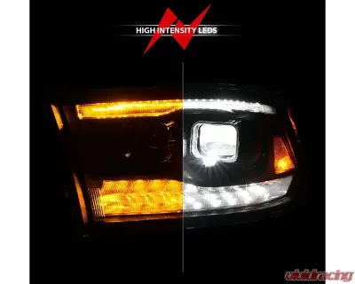 ANZO USA Full LED Projector Plank Style Black Headlights w/ Initiation & Sequential Signal Dodge Ram 1500 | 2500 | 3500 2009-2018 - 111595