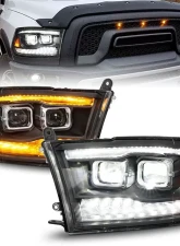 ANZO USA Full LED Projector Plank Style Black Headlights w/ Initiation & Sequential Signal Dodge Ram 1500 | 2500 | 3500 2009-2018                                     - 111595 - Image 7