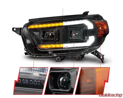 ANZO USA Black Projector Plank Style Headlights w/ Sequential Signal & DRL Toyota 4Runner 2010-2013 - 111602