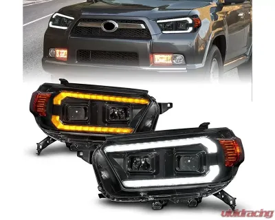 ANZO USA Black Projector Plank Style Headlights w/ Sequential Signal & DRL Toyota 4Runner 2010-2013 - 111602
