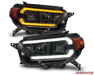 ANZO USA Black Projector Plank Style Headlights w/ Sequential Signal & DRL Toyota 4Runner 2010-2013 - 111602