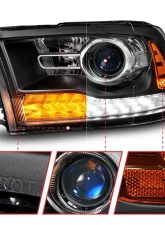 ANZO USA Matte Black Clear Lens Projector Headlights w/ Sequential Signal Dodge Ram 1500 | 2500 | 3500 2009-2018                                     - 111609 - Image 2