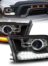 ANZO USA Matte Black Clear Lens Projector Headlights w/ Sequential Signal Dodge Ram 1500 | 2500 | 3500 2009-2018                                     - 111609 - Image 6
