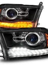 ANZO USA Matte Black Clear Lens Projector Headlights w/ Sequential Signal Dodge Ram 1500 | 2500 | 3500 2009-2018                                     - 111609 - Image 6