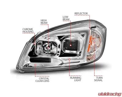 ANZO USA Chrome Projector Plank Style Headlights Chevrolet Cobalt | Pontiac G5 2005-2010 - 121576