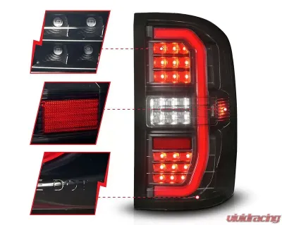 ANZO USA Black Smoke Lens Full LED C Bar Style Tail Lights w/ Sequential Signal GMC Sierra 1500 | 2500HD | 3500HD 2015-2019 - 311465