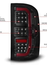 ANZO USA Black Smoke Lens Full LED C Bar Style Tail Lights w/ Sequential Signal GMC Sierra 1500 | 2500HD | 3500HD 2015-2019                                     - 311465 - Image 3