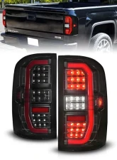 ANZO USA Black Smoke Lens Full LED C Bar Style Tail Lights w/ Sequential Signal GMC Sierra 1500 | 2500HD | 3500HD 2015-2019                                     - 311465 - Image 6