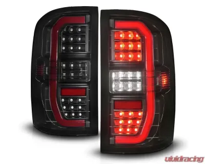 ANZO USA Black Smoke Lens Full LED C Bar Style Tail Lights w/ Sequential Signal GMC Sierra 1500 | 2500HD | 3500HD 2015-2019 - 311465