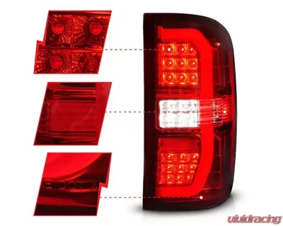 ANZO USA Red/Clear LED Taillights GMC Sierra 1500 2014-2018 - 311466