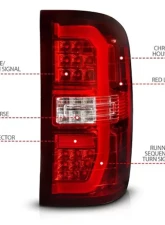 ANZO USA Red/Clear LED Taillights GMC Sierra 1500 2014-2018                                     - 311466 - Image 3