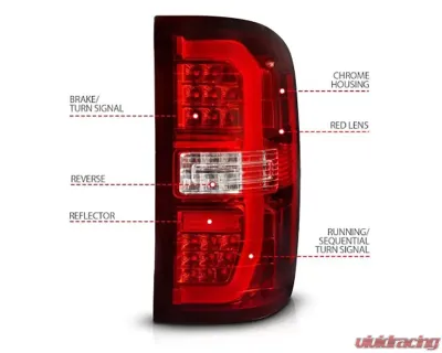 ANZO USA Red/Clear LED Taillights GMC Sierra 1500 2014-2018 - 311466