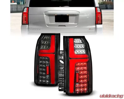 ANZO USA Black Housing Clear Lens Full Led Tail Lights w/ Light Bar & Sequential Signal Chevrolet Tahoe | Suburban 2015-2020 - 311467
