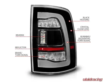 ANZO USA Black Clear Lens LED Tail Lights w/ Sequential Signal Dodge Ram 1500 | 2500 | 3500 2009-2018 311469 - 311469