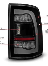ANZO USA Black Smoke Lens LED Tail Lights w/ Sequential Signal Dodge Ram 1500 | 2500 | 3500 2009-2018                                     - 311470 - Image 3
