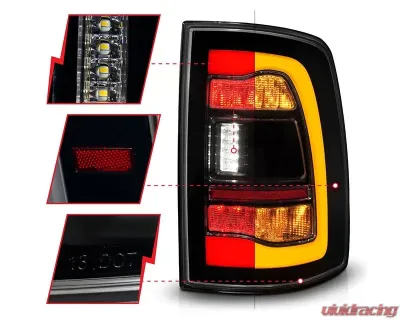 ANZO USA Black Smoke Lens LED Tail Lights w/ Amber Sequential Signal Dodge Ram 1500 | 2500 | 3500 2009-2018 - 311472