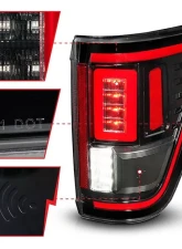 ANZO USA Halogen Model w/out Blis & Led Model w/ Blis System Black Housing Clear Lens Full LED Tail Lights w/ Initiation & Sequential Ford F-150 2021-2023                                     - 311473 - Image 2