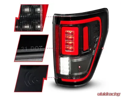 ANZO USA Halogen Model w/out Blis & Led Model w/ Blis System Black Housing Clear Lens Full LED Tail Lights w/ Initiation & Sequential Ford F-150 2021-2023 - 311473