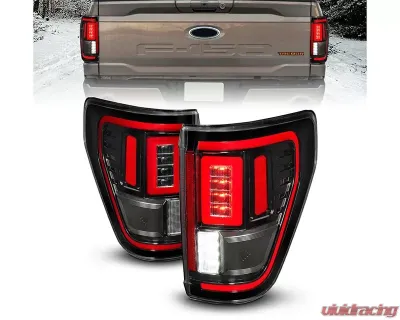 ANZO USA Halogen Model w/out Blis & Led Model w/ Blis System Black Housing Clear Lens Full LED Tail Lights w/ Initiation & Sequential Ford F-150 2021-2023 - 311473