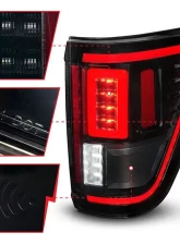 ANZO USA Halogen Model w/ Blis System Black Housing Smoke Lens Full LED Tail Lights w/ Initiation & Sequential Ford F-150 2021-2023                                     - 311476 - Image 2