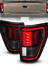 ANZO USA Halogen Model w/ Blis System Black Housing Smoke Lens Full LED Tail Lights w/ Initiation & Sequential Ford F-150 2021-2023                                     - 311476 - Image 5
