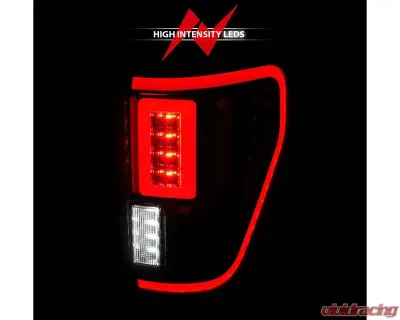 ANZO USA Halogen Model w/ Blis System Black Housing Smoke Lens Full LED Tail Lights w/ Initiation & Sequential Ford F-150 2021-2023 - 311476