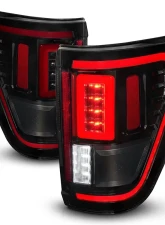 ANZO USA Halogen Model w/ Blis System Black Housing Smoke Lens Full LED Tail Lights w/ Initiation & Sequential Ford F-150 2021-2023                                     - 311476 - Image 6