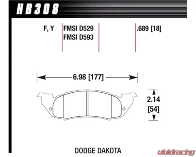Hawk Performance Drilled and Slotted Front Brake Rotor Set w/ LTS Street Brake Pads Dodge Dakota 1997-1998 - HKC4437.308Y