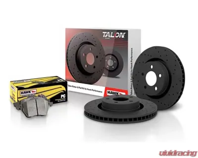Hawk Performance Front Discs Drilled and Slotted Rear Brake 285mm Rotor Set w/ Ceramic Street Rear Brake Pads Saab 9-3 Sport Sedan 2005-2011 - HKC4805.478Z